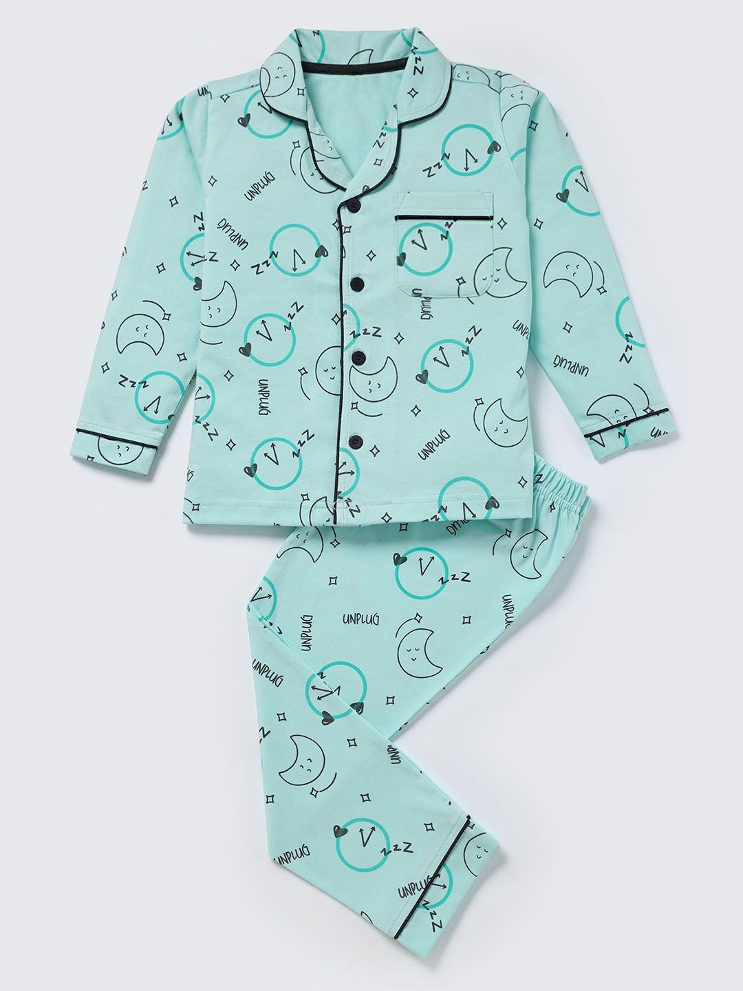 Nite Flite Kids Printed Shirt With Pyjama Night suit
