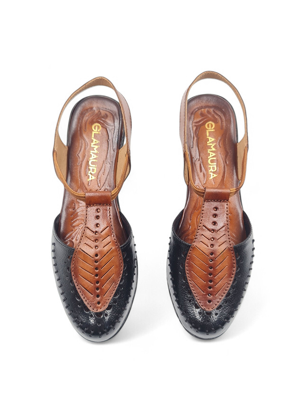 GLAMAURA Leather Textured Cushioned Footbed Mules Flats