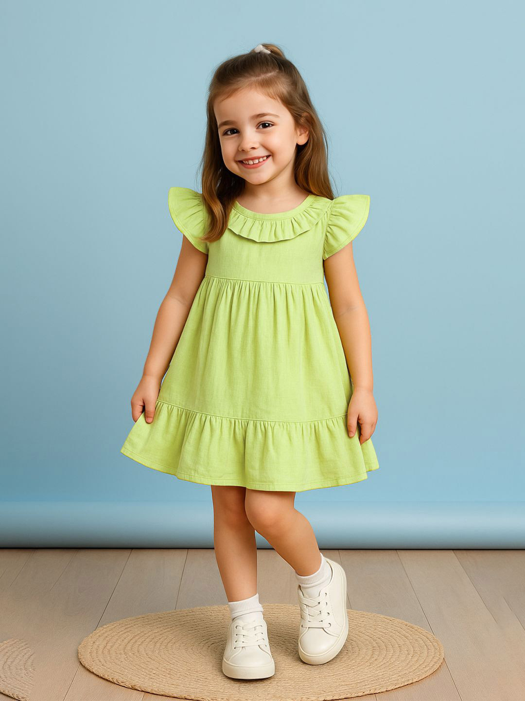 Kidbea Baby Girls Organic Cotton Flutter Sleeve Party Dress