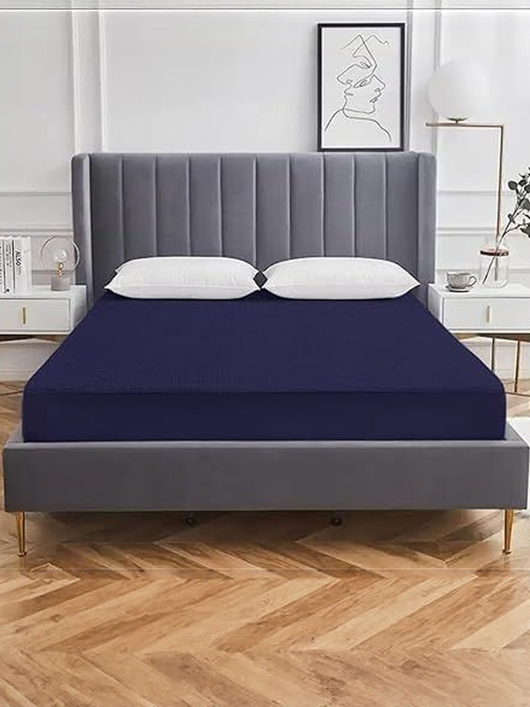 Anadhika Blue King Size Cotton Terry Waterproof Mattress Protector