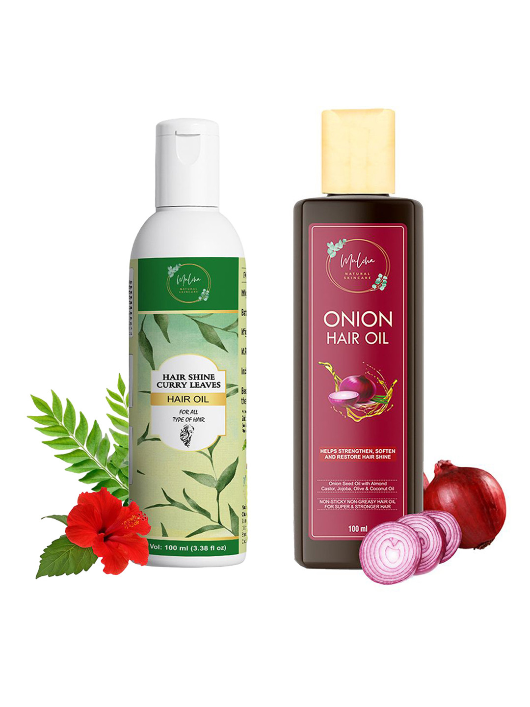 MULOHA Set Of 2 Onion & Curry Leaves Hair Oil - 100ml Each