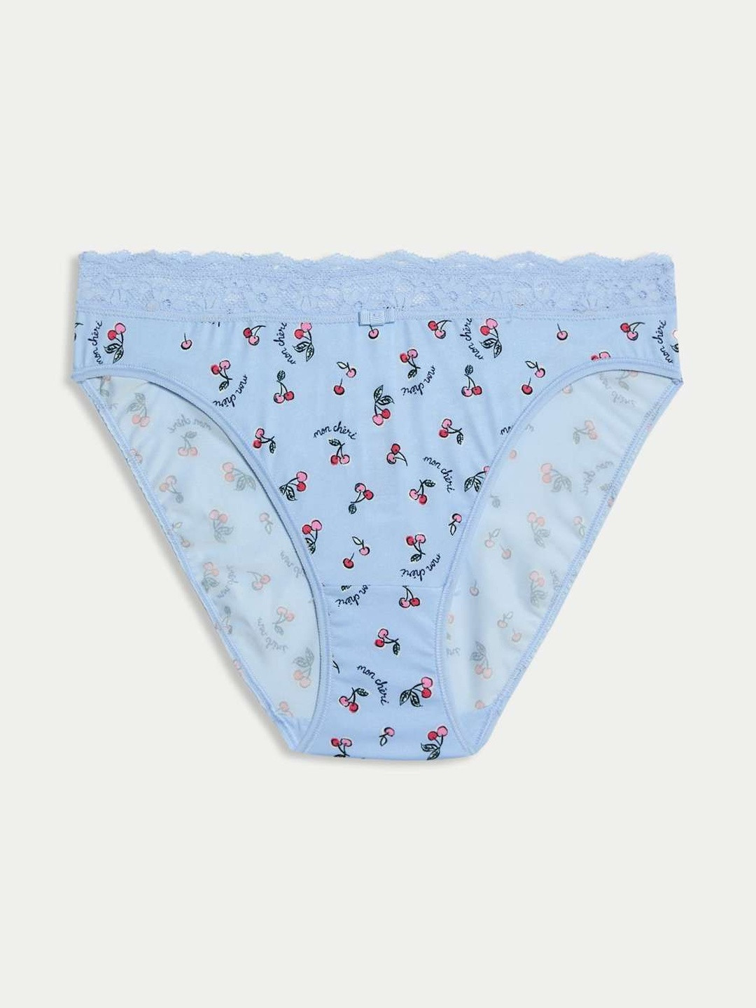 Marks & Spencer Women Blue Floral Print Polyester High Leg Knickers