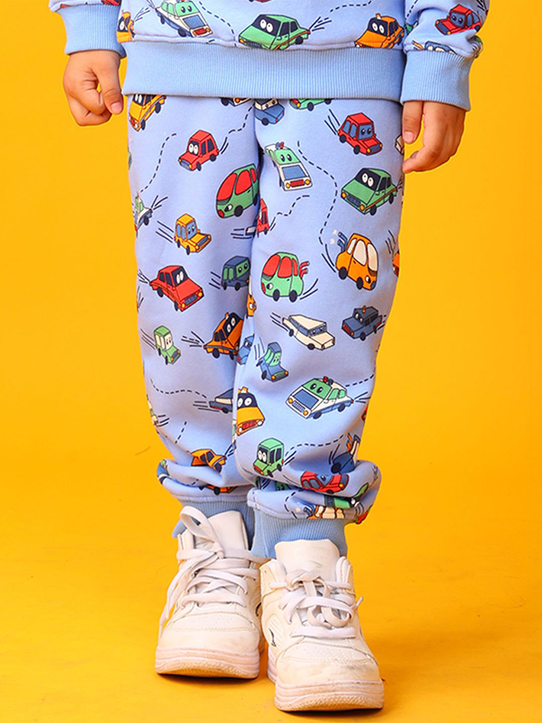 Anthrilo Boys Car Sky Printed Regular Fit Fleece  Joggers