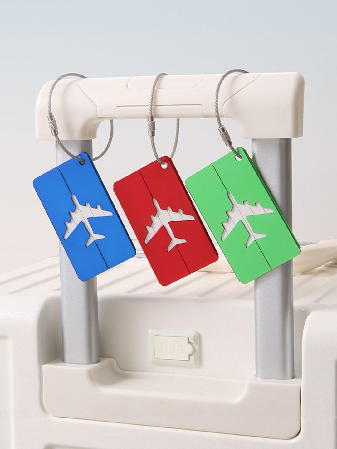 Spiaty Set Of 4 Metal Airplane Luggage Tag With Name And Id Card