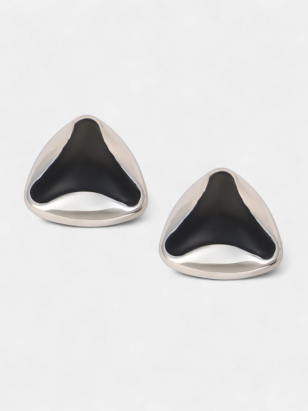 SOHI Silver-Plated Contemporary Enamel-Triad Studs