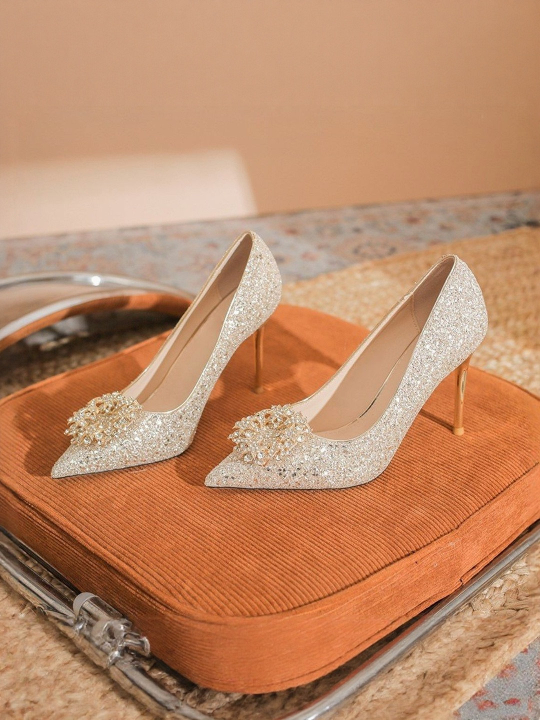 Ozzaro Chandbloom Women Suede Western - Embellished Block Pumps Heels