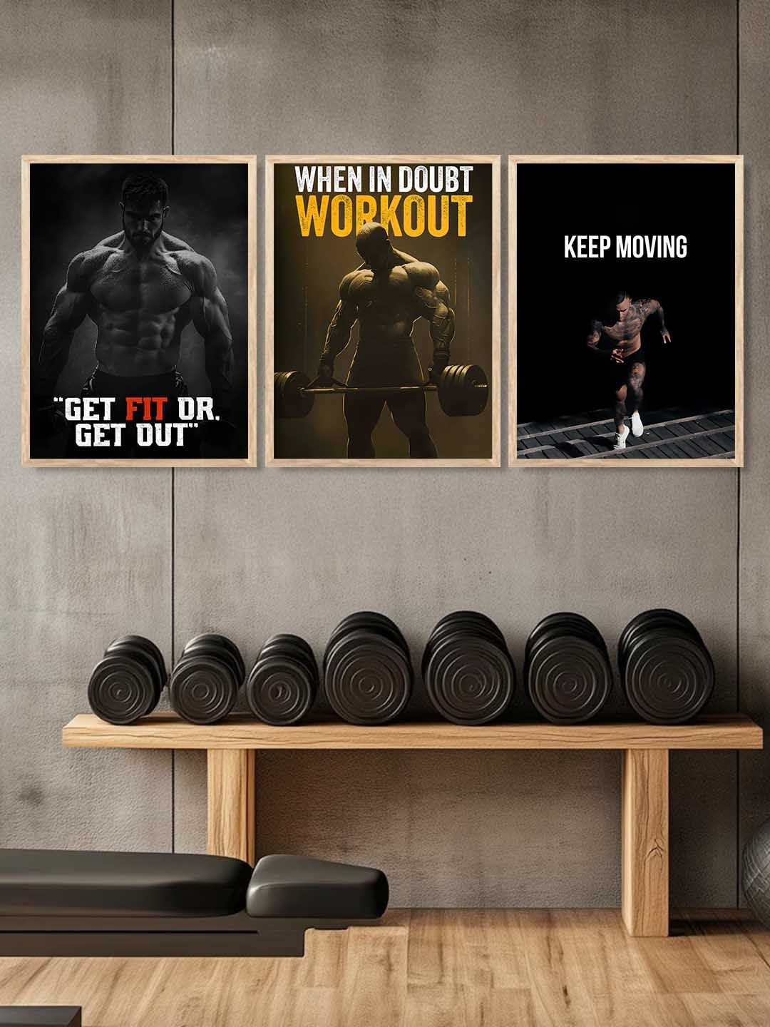 Kotart Set of 3 Bodybuilding Motivational Art Framed Posters