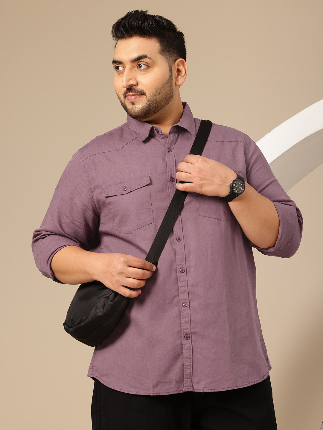 Sztori Plus Size Cotton Linen Casual Shirt