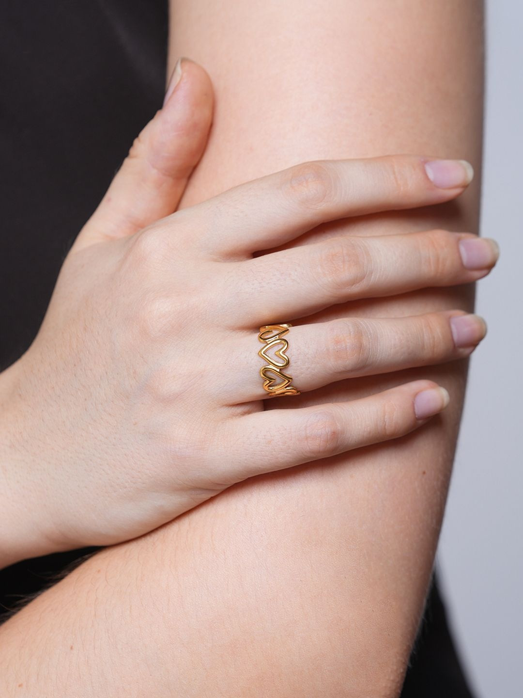 CAO Jewellery Heart Shaped Stainless Steel Opened Finger Ring