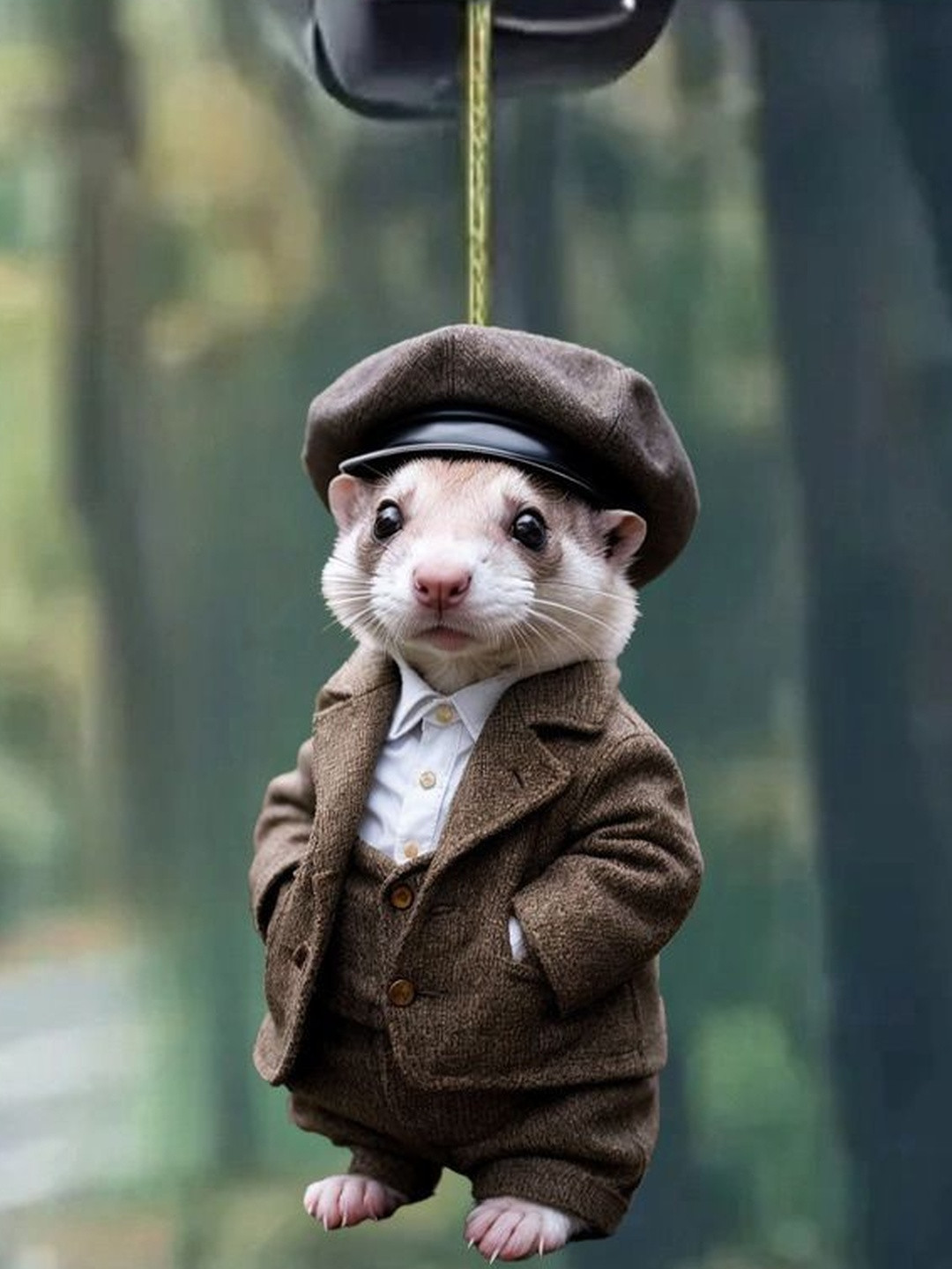 DEALSEVEN FASHION Brown Figurine Cute Mouse Miniature Car Interior Decoration Showpiece