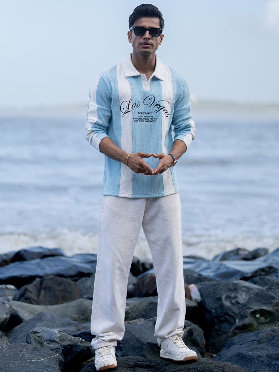 Powerlook SS25 Striped Embroidery Polo Collar T-shirt