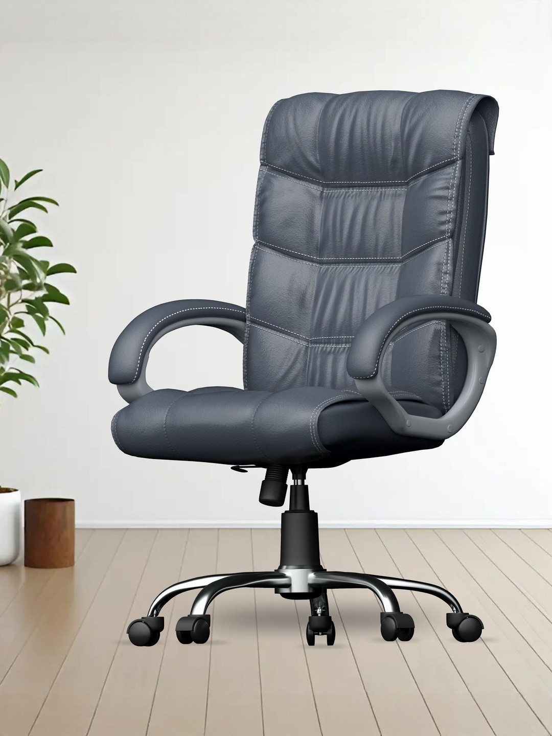 FUGO Grey Adjustable Seat High Back Office Chair