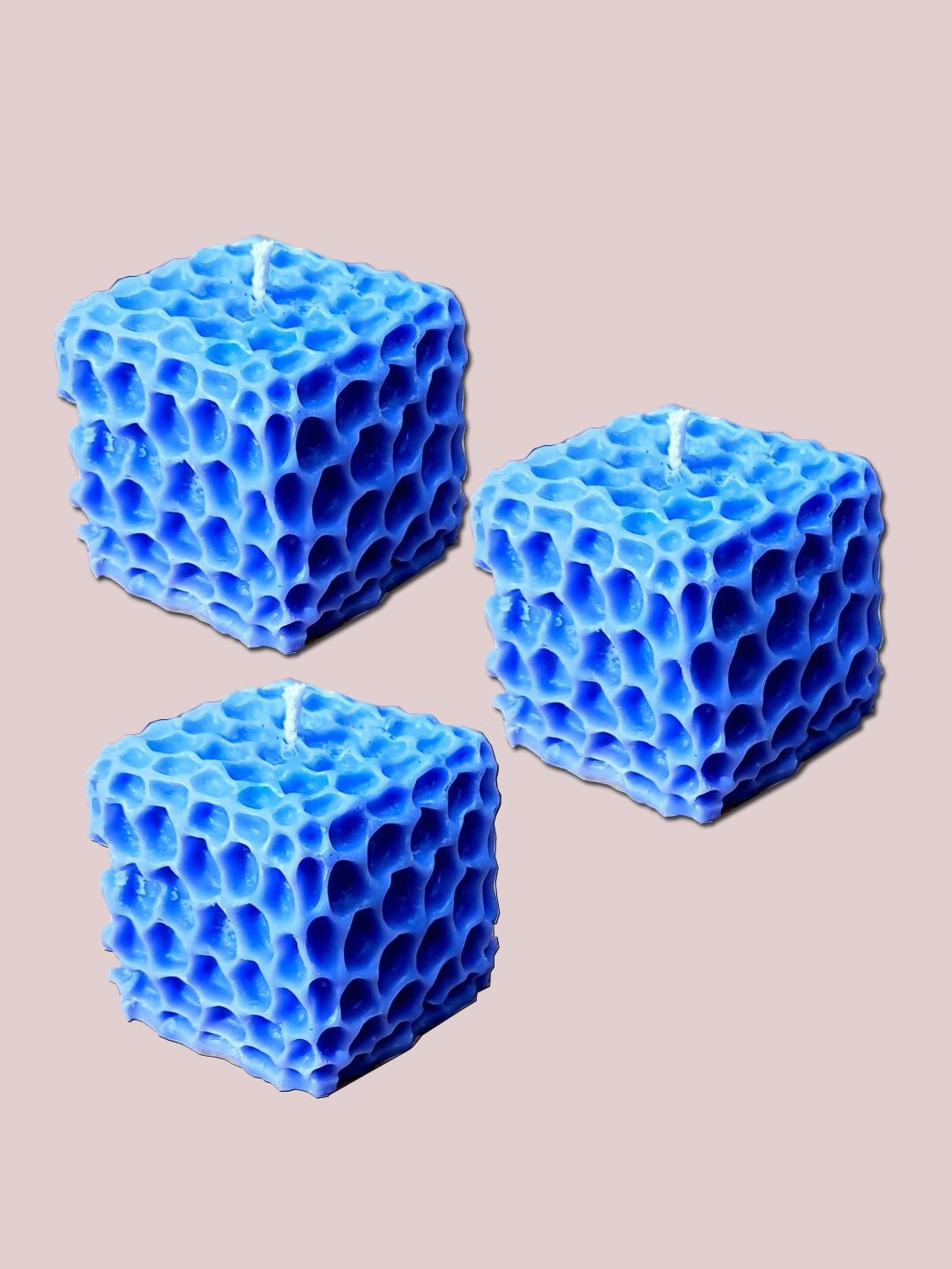 atorakushon 3 Pieces Blue Honeycomb Scented Soy Wax Candles