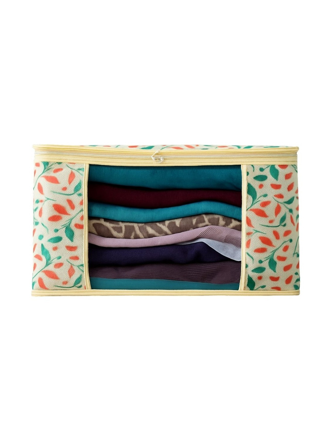 INNWYN White & Green Floral Printed Crack Resistant Multi-Utility Organiser