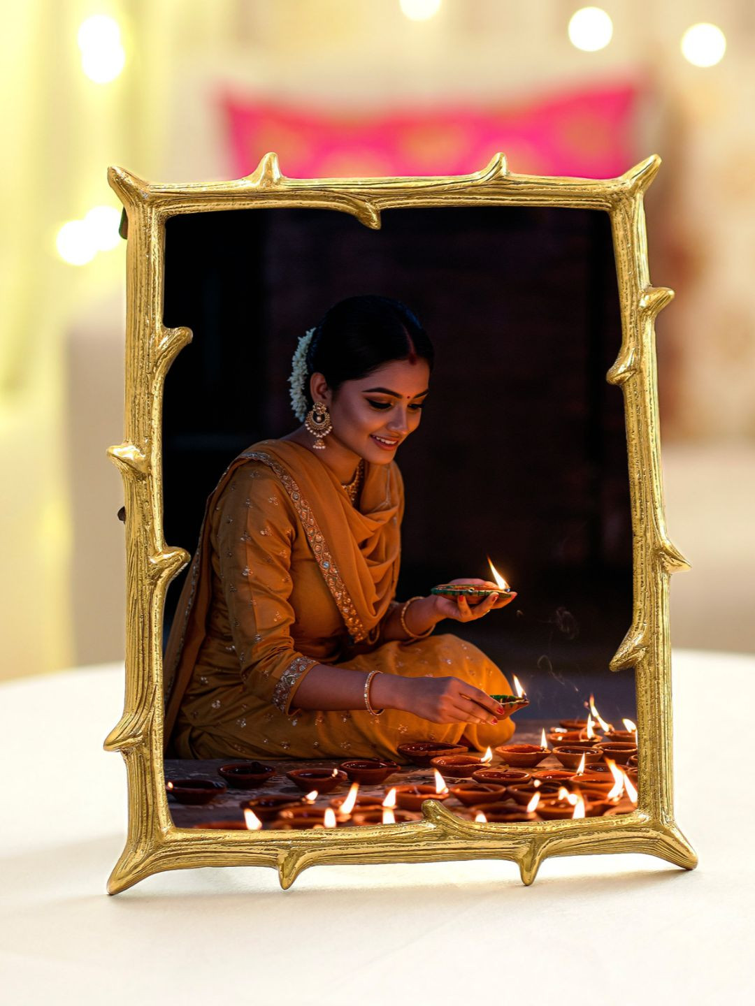 BEHOMA Antique Golden Branch Shaped Table-Top 6x8 Photo Frame