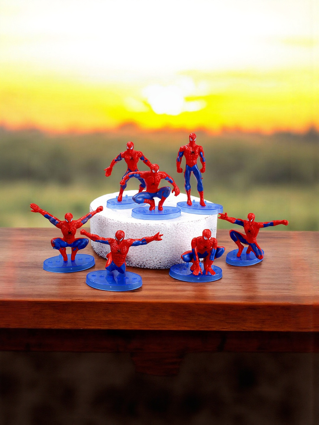 DEALSEVEN FASHION Red & Blue 7 Pieces Spiderman Figurine Showpieces