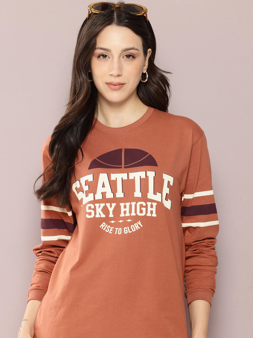 DILLINGER Womens Oversized Long Sleeve Printed T-shirt