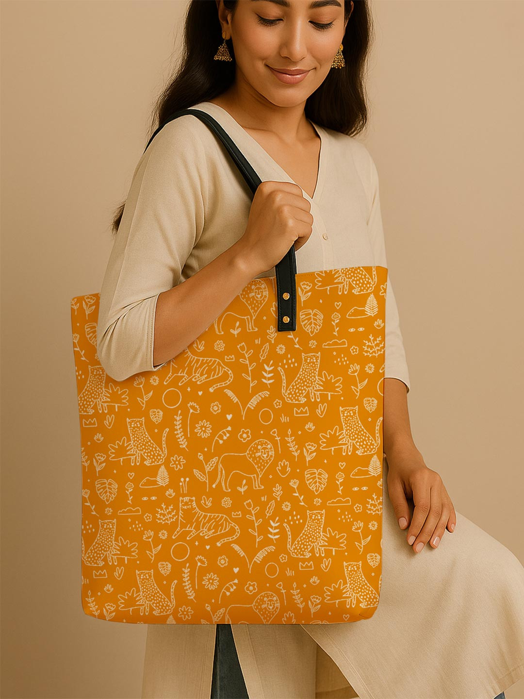 Kalankit Conversational Printed Shopper Tote Bag Up to 16 inch