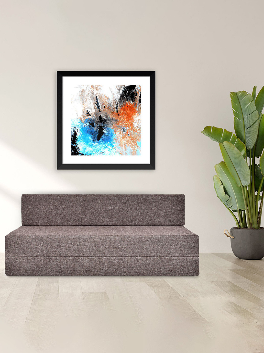 FRIENDS LIFE Grey And White 3 Seater Matte Inflatable Sofa Cum Bed