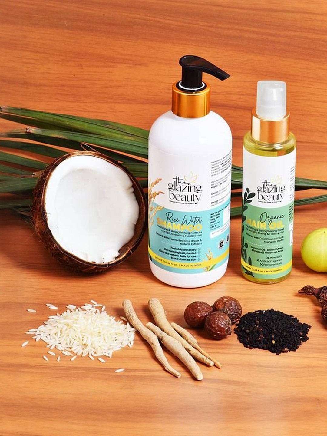 THE GLAZING BEAUTY Set Of 2 Rice Water Shampoo & Rosemary Hair Oil