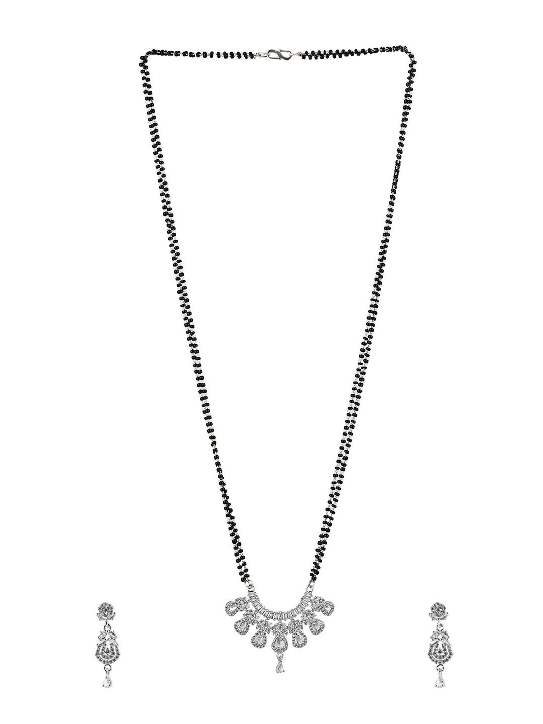 PATOLA BY VJ Women Silver-Plated  AD Stone Anti Tarnish Mangalsutra