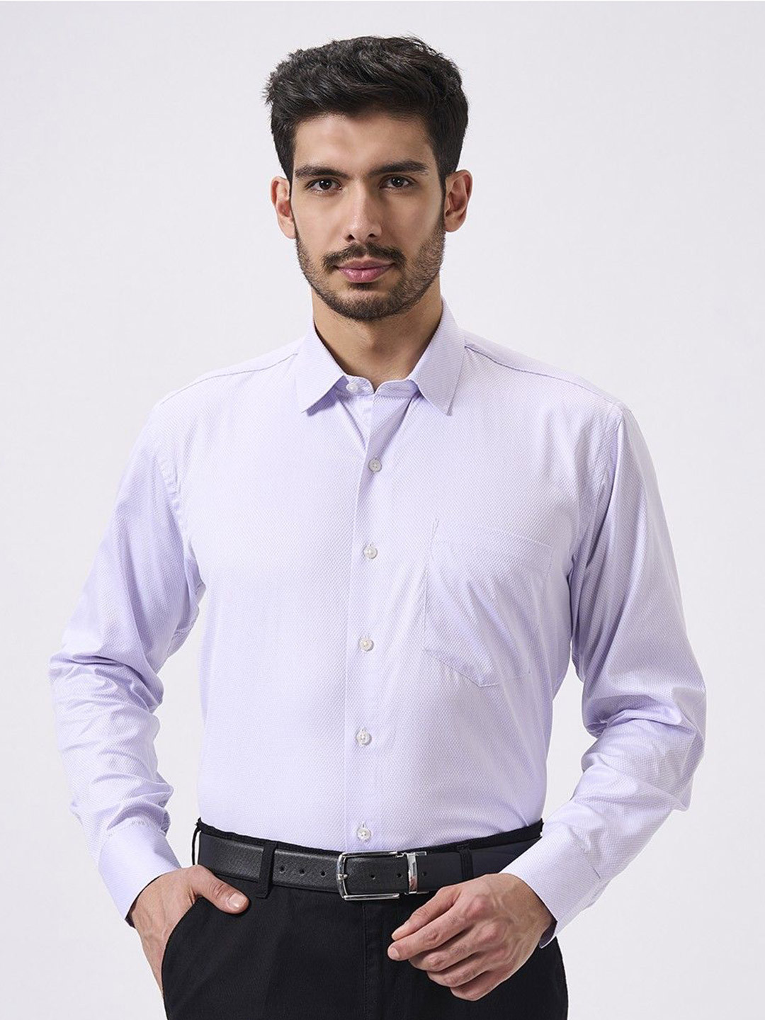 Cottonking Men Lilac Giza Cotton Regular Fit Casual Shirt