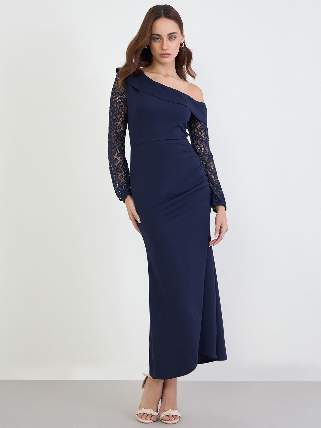 Styli Women Plain One Shoulder Maxi Sheath Dress