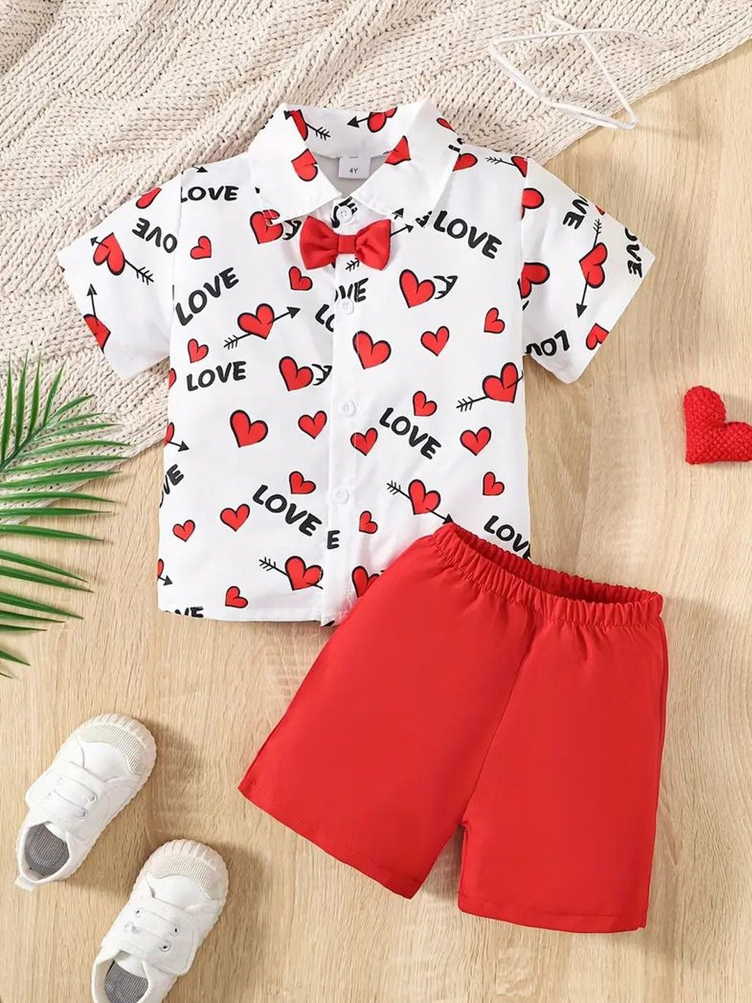 M J Fashion Unisex Kids Printed Shirt Collar Shirt & Shorts