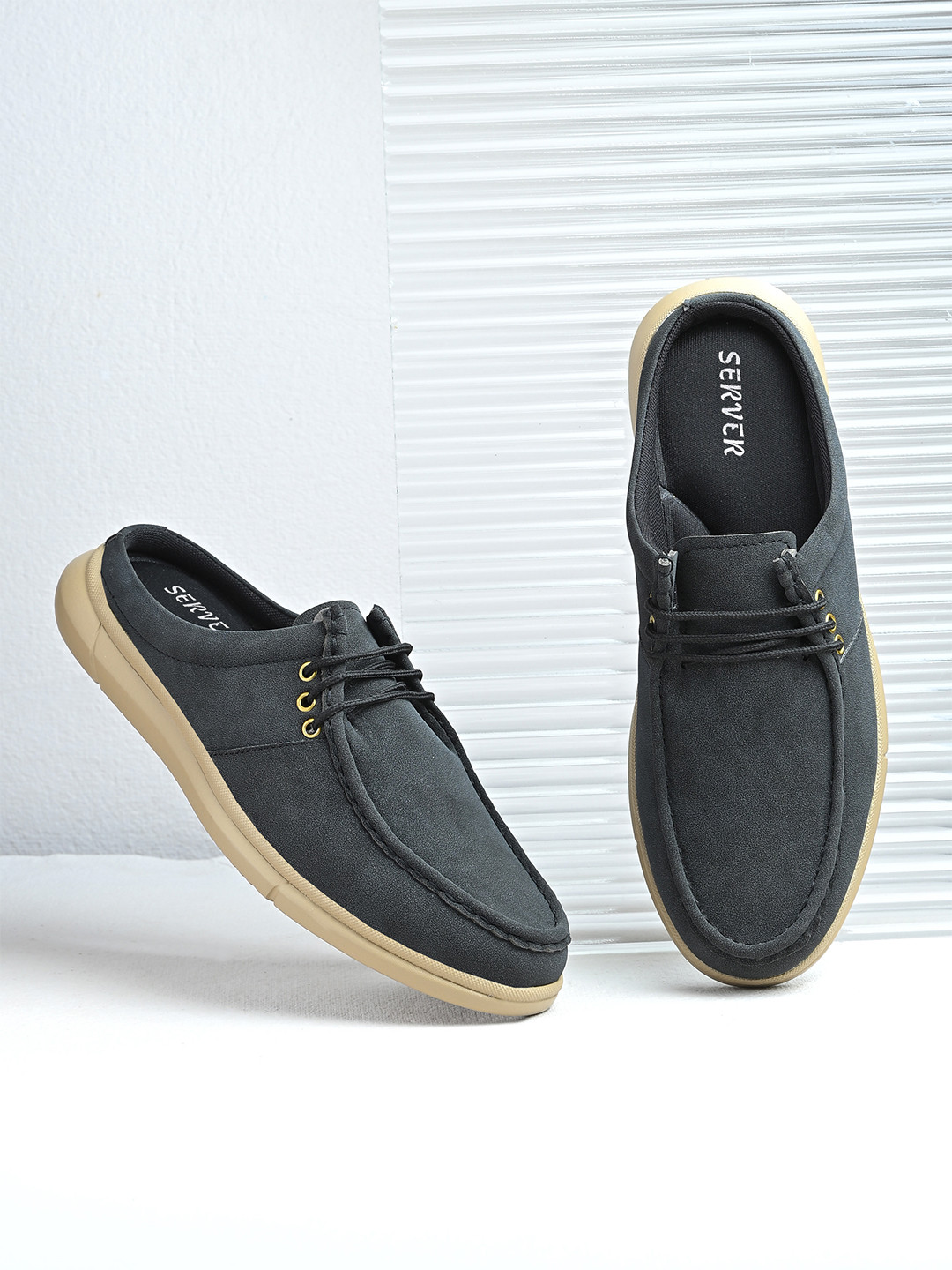 SERVER Men Lace-Up Lightweight Mule Sneakers