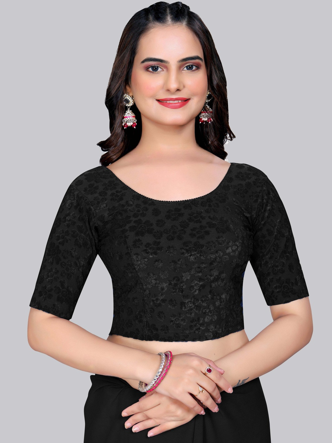 SHREEJI DESIGNER Woven Design Fully Strechable Saree Blouse