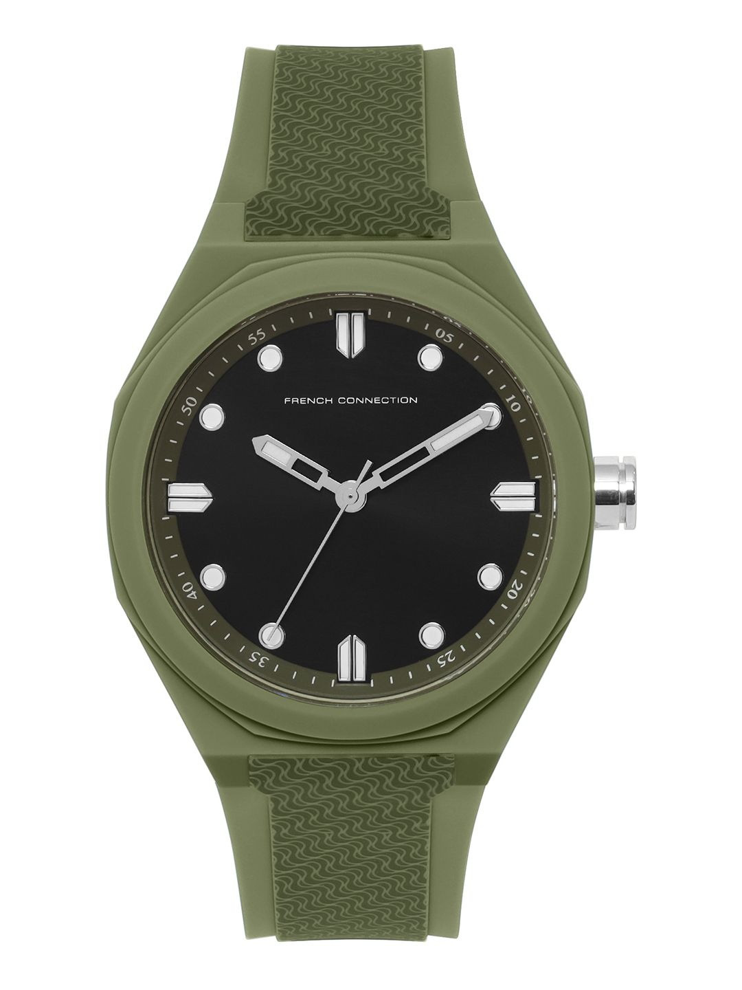 French Connection Men Black Sunray Round Dial Analogue Watch FC196N