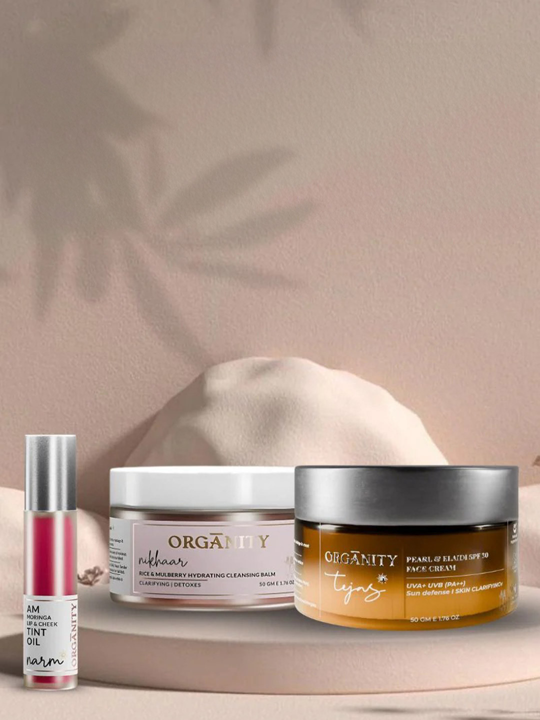 Organity Set Of 3 Cleansing Balm- 50 g With Face Cream- 50 g & Tint Oil- 10 ml