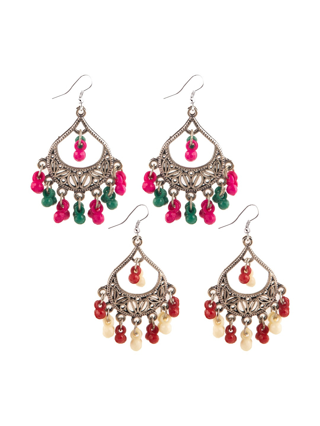 Creative Frogs Women Set Of 2 Frogs Geometric Oxidised Drop Earrings