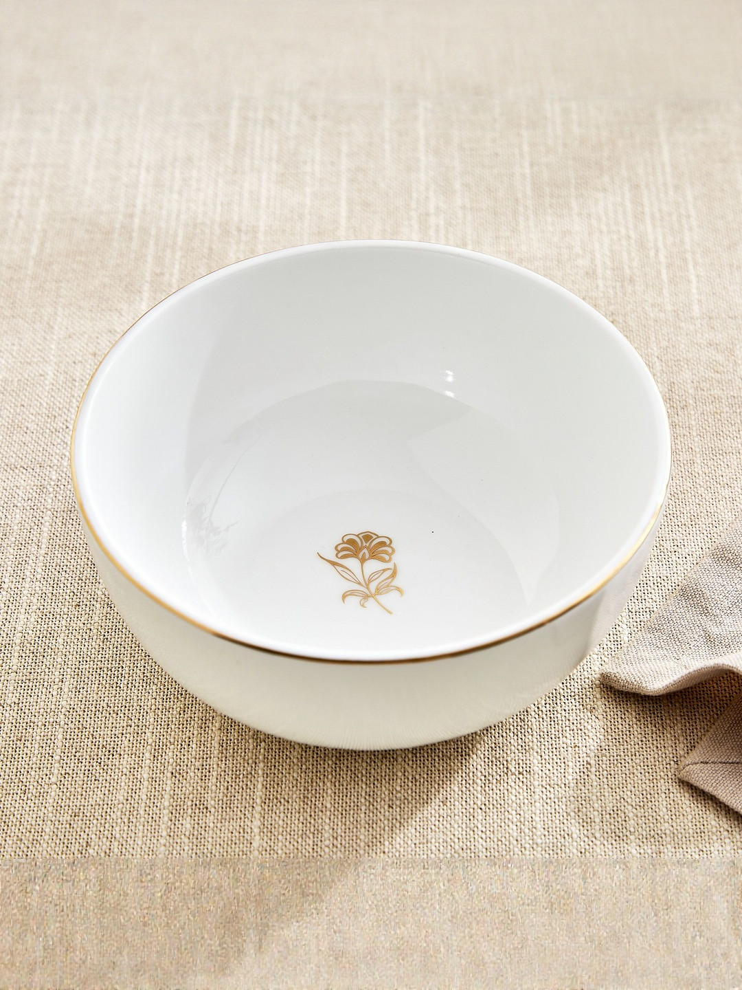 Home Centre Monara White Flower Fine China Printed Cereal Bowl - 600ml