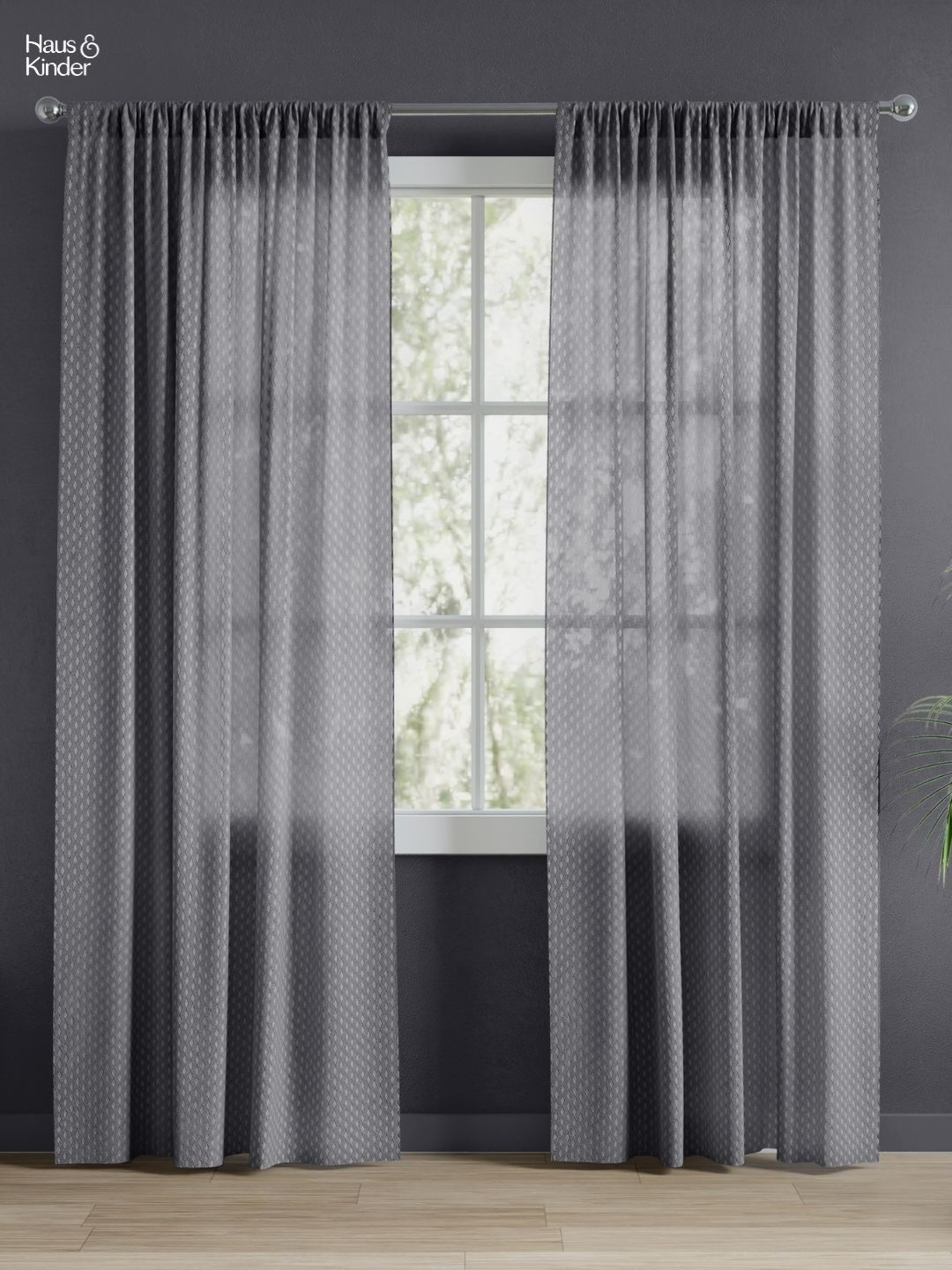 haus & Kinder Signature Silver Ripple Grey Pack of 2 Jacquard Room Darkening Door Curtain