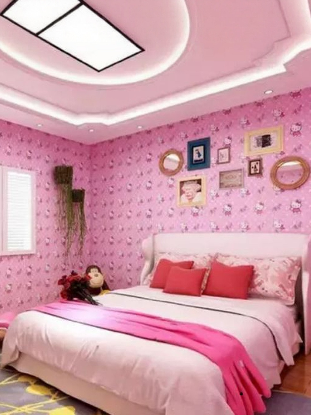 HUDA ENTERPRISE Pink & White Printed Waterproof Self-Adhesive Wallpaper