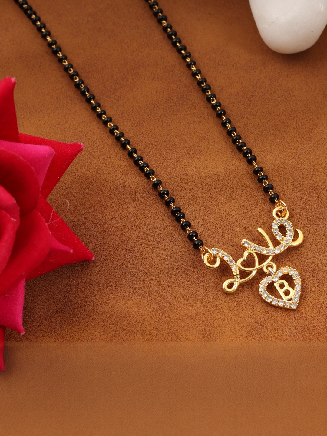 Laksh Enterprise Love Letter B Mangalsutra With a Gold-Plated Ring