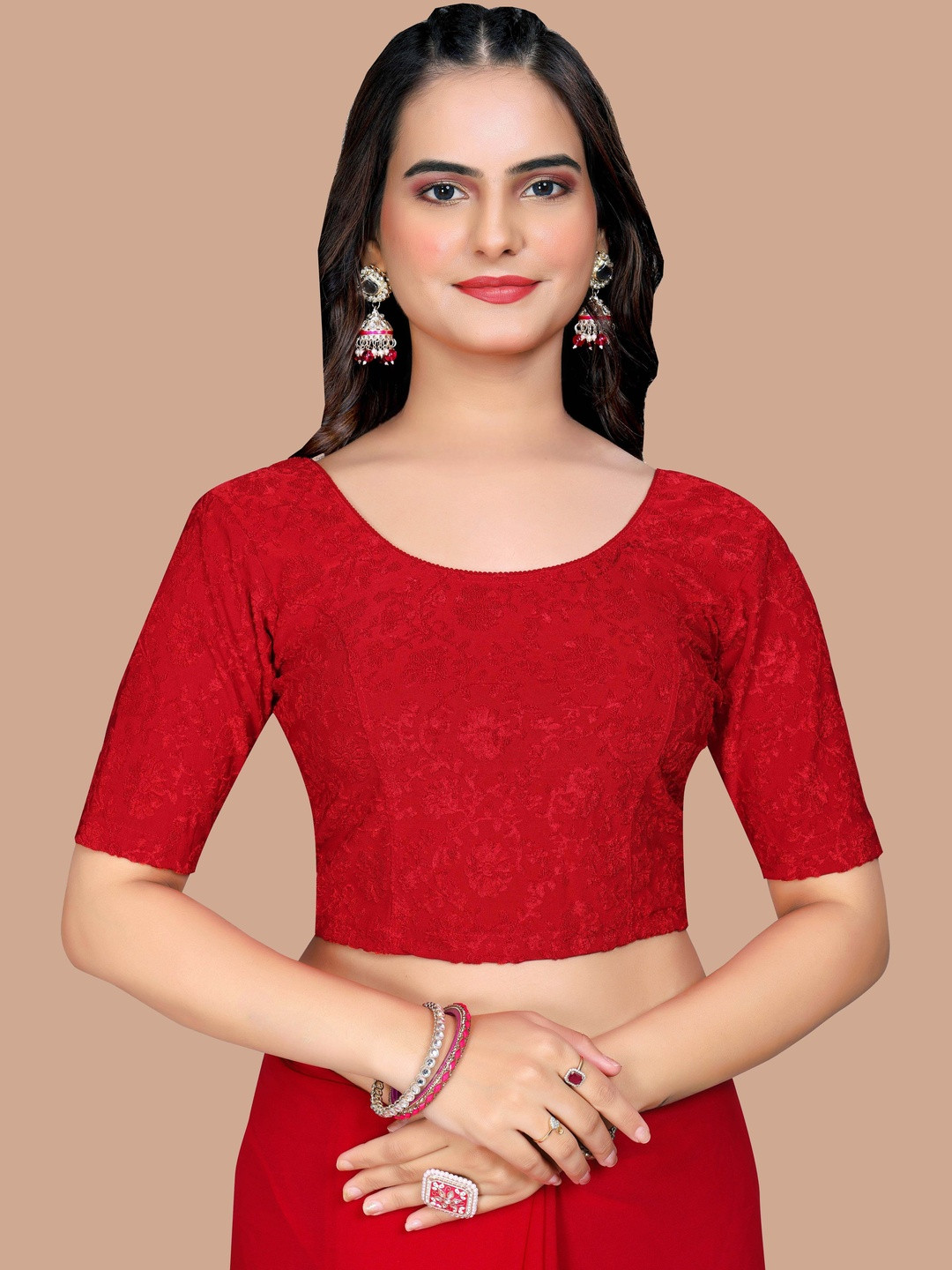 SHREEJI DESIGNER Woven Design Fully Strechable Saree Blouse