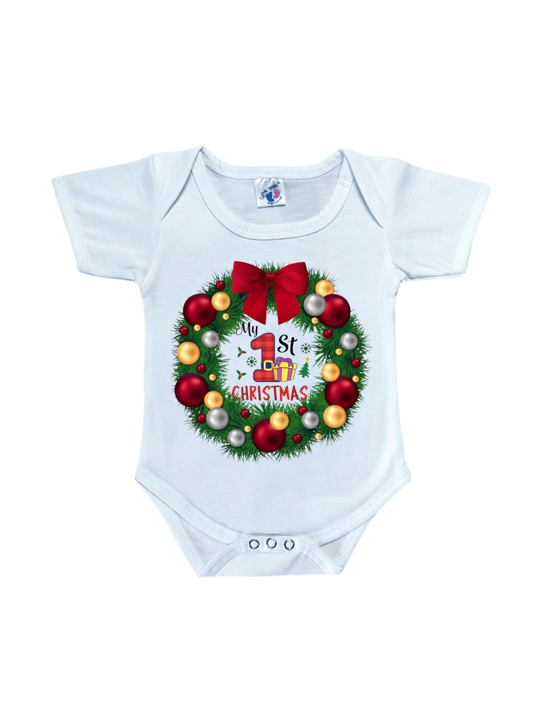 Cute Pals Kids My First Merry Christmas Santa Claus Printed Romper Bodysuit