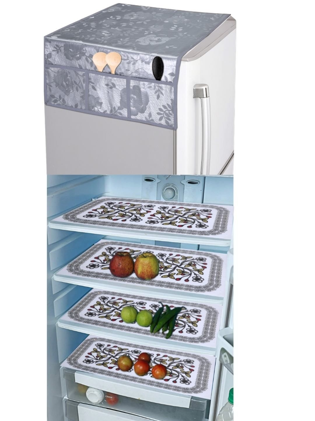 CROSMO 5 Pcs Fridge Top Cover and Fridge Mat
