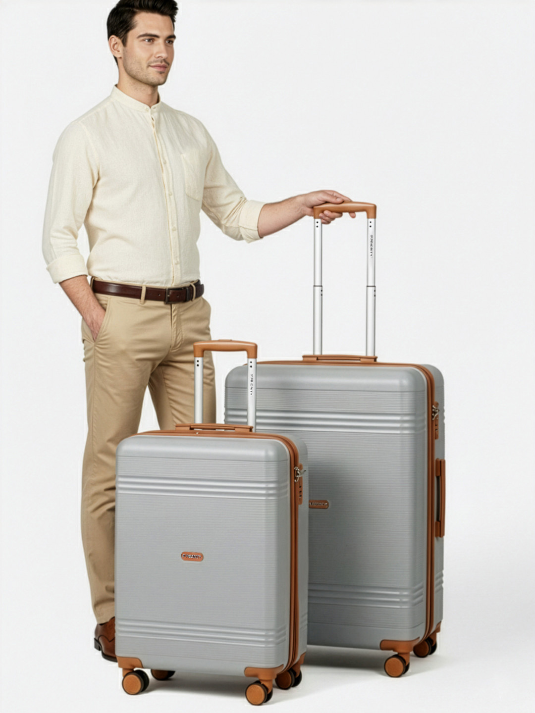 Priority Unisex Set of 2 360 Degree Rotation Hard-Sided Trolley Bags