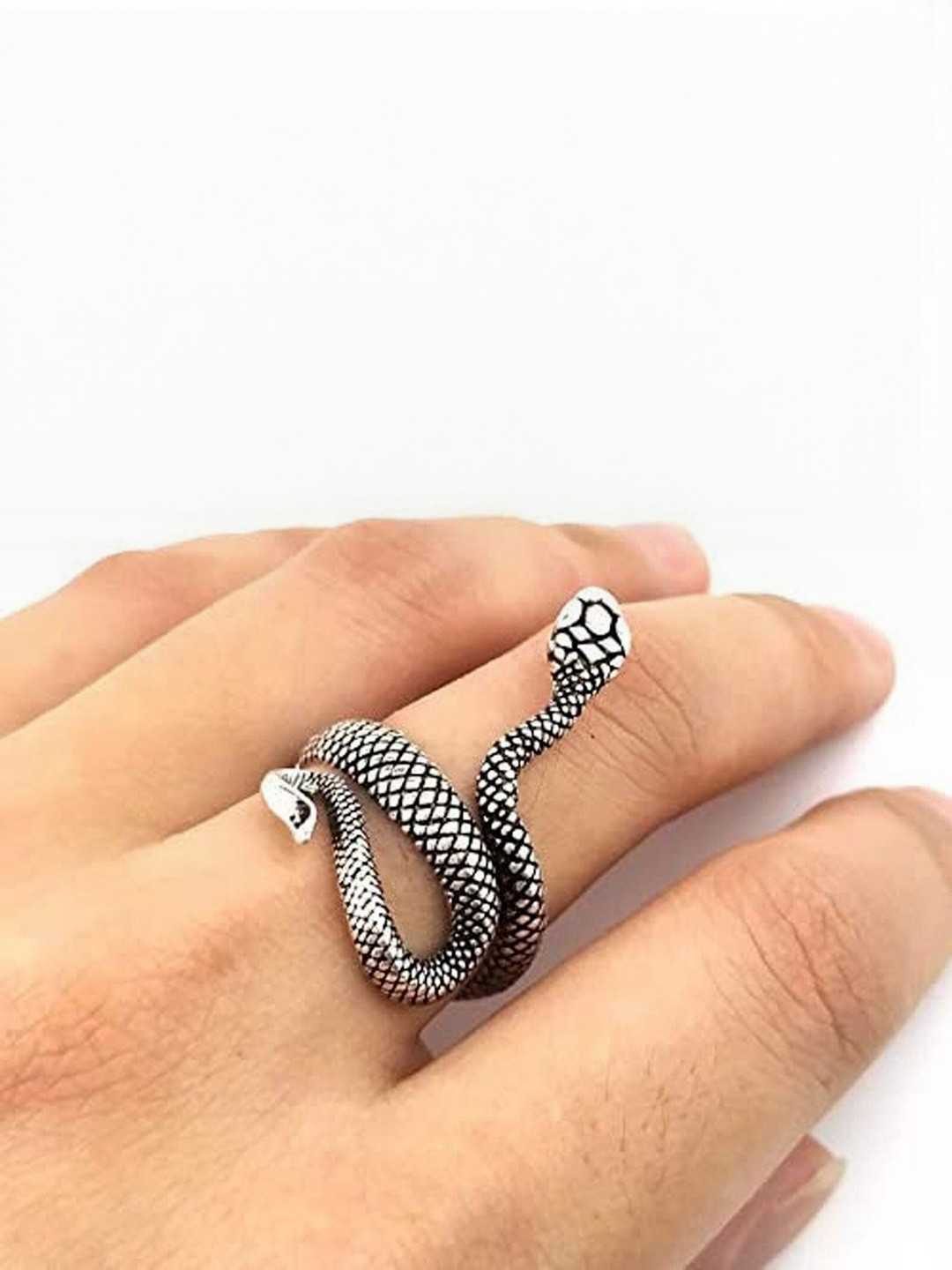 J.S ENTERPRISES Unisex Stainless Steel Snake Finger Ring