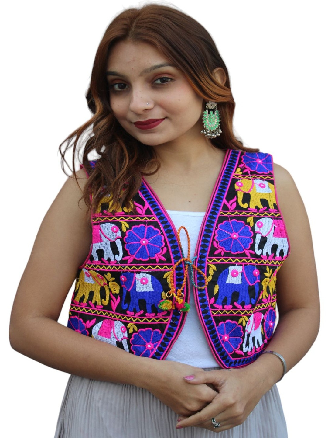 TAVAN Animal Embroidered Cotton Shrug
