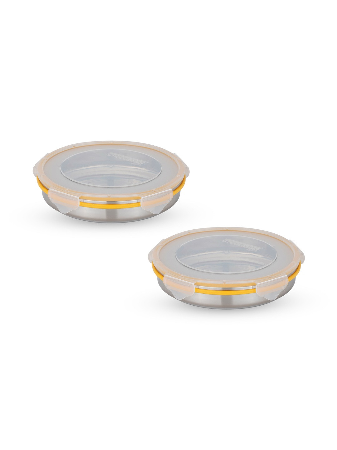 STEELLOCK Silver-Toned 2 Pieces Stainless Steel Air Tight Containers With Lid-1.5L