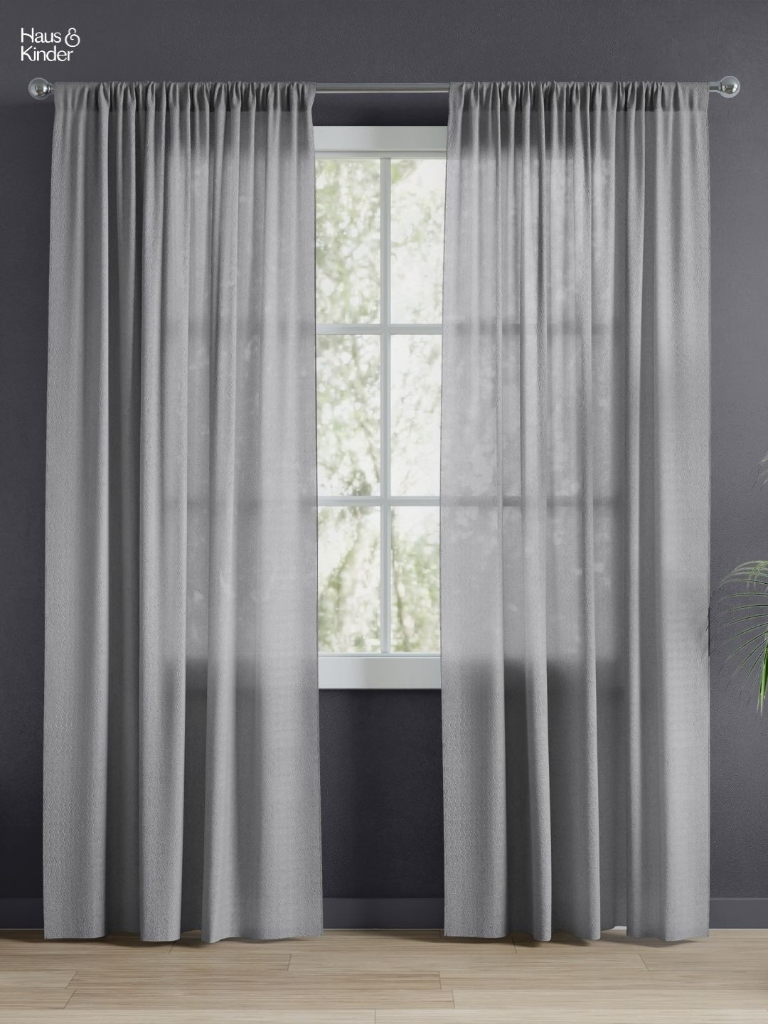 haus & kinder Signature Ocean Grey Pack of 2 Jacquard Sheer Door Curtains