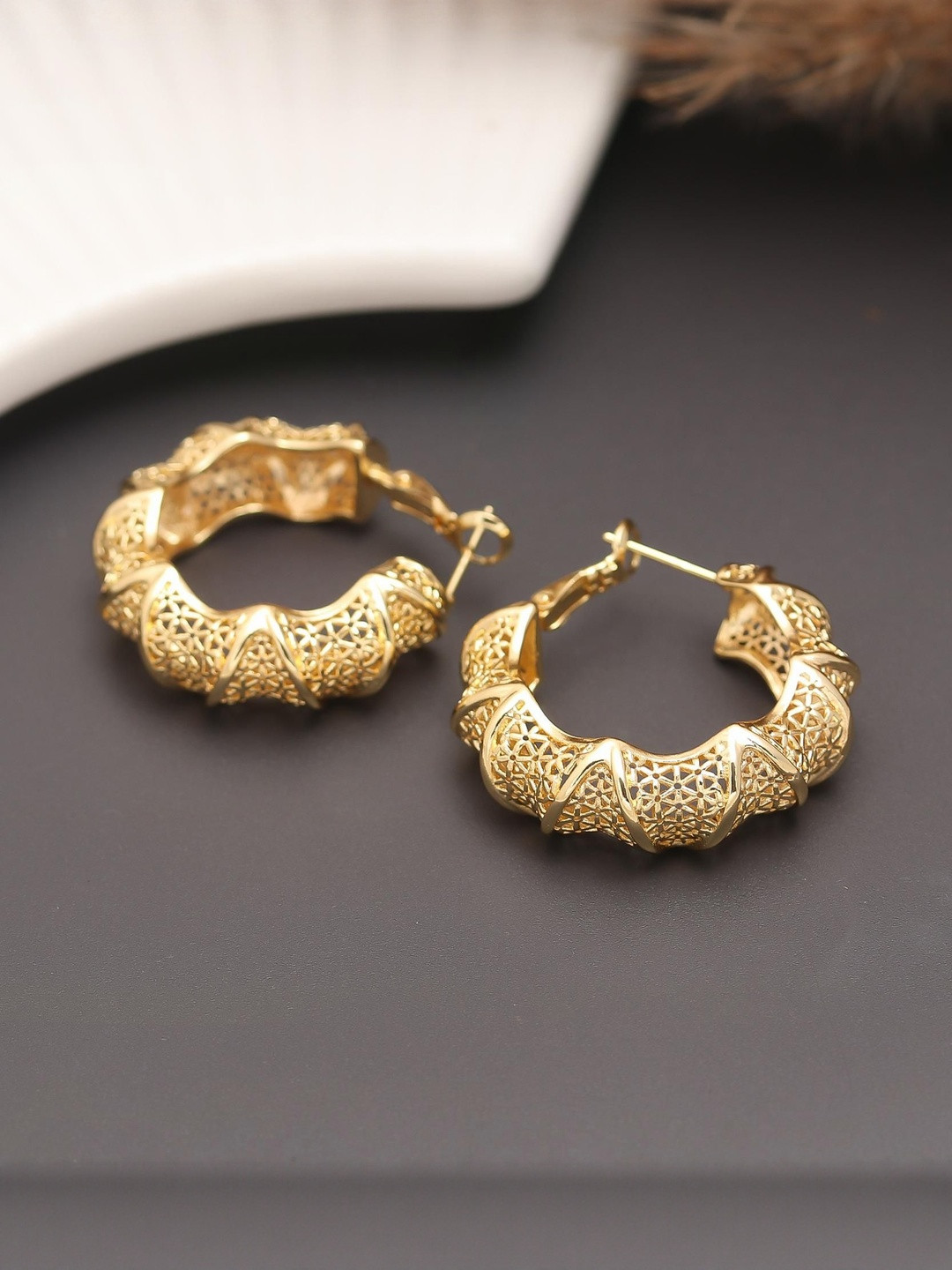 MAHTTAB Circular Hoop Gold-Plated Earrings