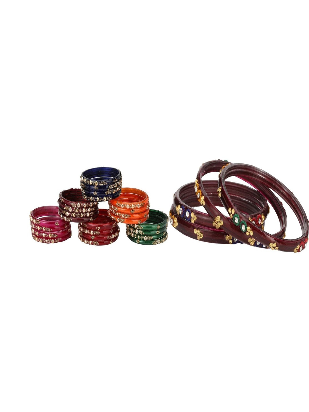 Somil Set Of 28 Glass Bangles Set