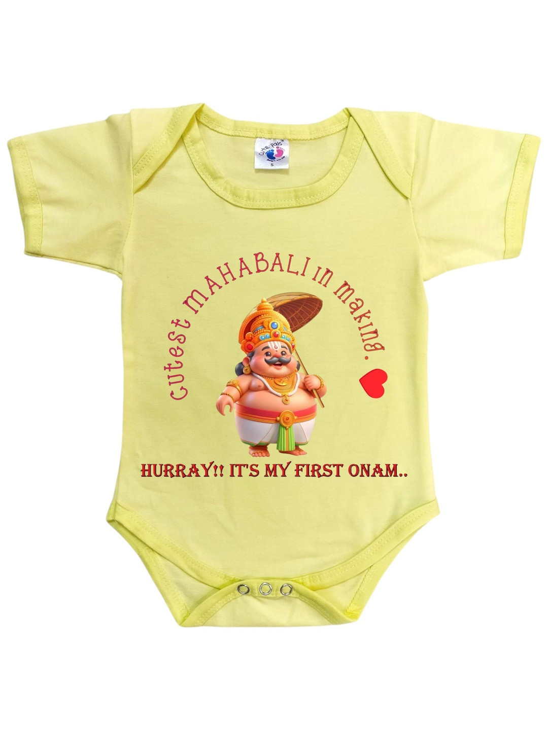 Cute Pals Infants Its My Onam Printed Envelope Neck Cotton Bodysuit