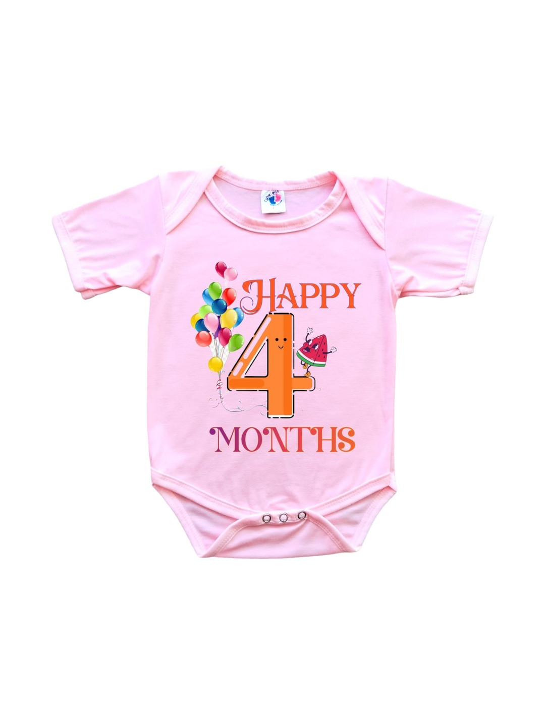 Cute Pals Infants Monthly Milestone Four Month Birthday Printed Cotton Bodysuit