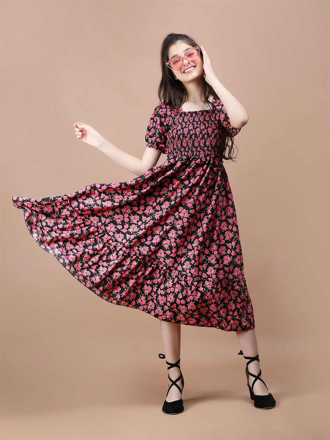 PTVIZE Girls Polyester Fit and Flare Dress